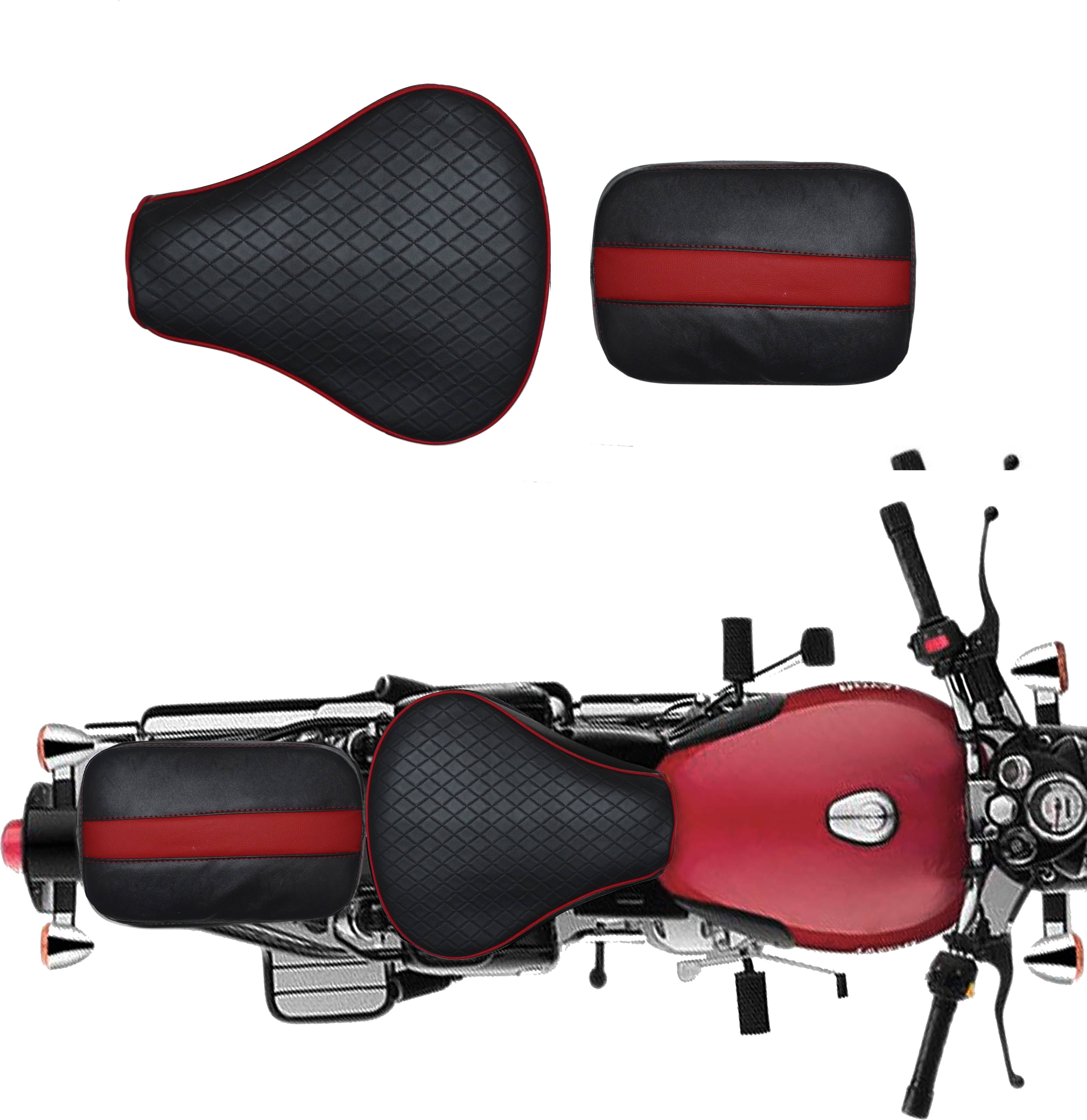KOHLI BULLET ACCESSORIES Classic Seat Cover Diamond Look Black & Red For Royal Enfield Classic 350/500 , Classic Chrome , Classic     			KOHLI BULLET ACCESSORIES Classic Seat Cover Diamond Look Black & Red For Royal Enfield Classic 350/500 , Classic Chrome , Classic