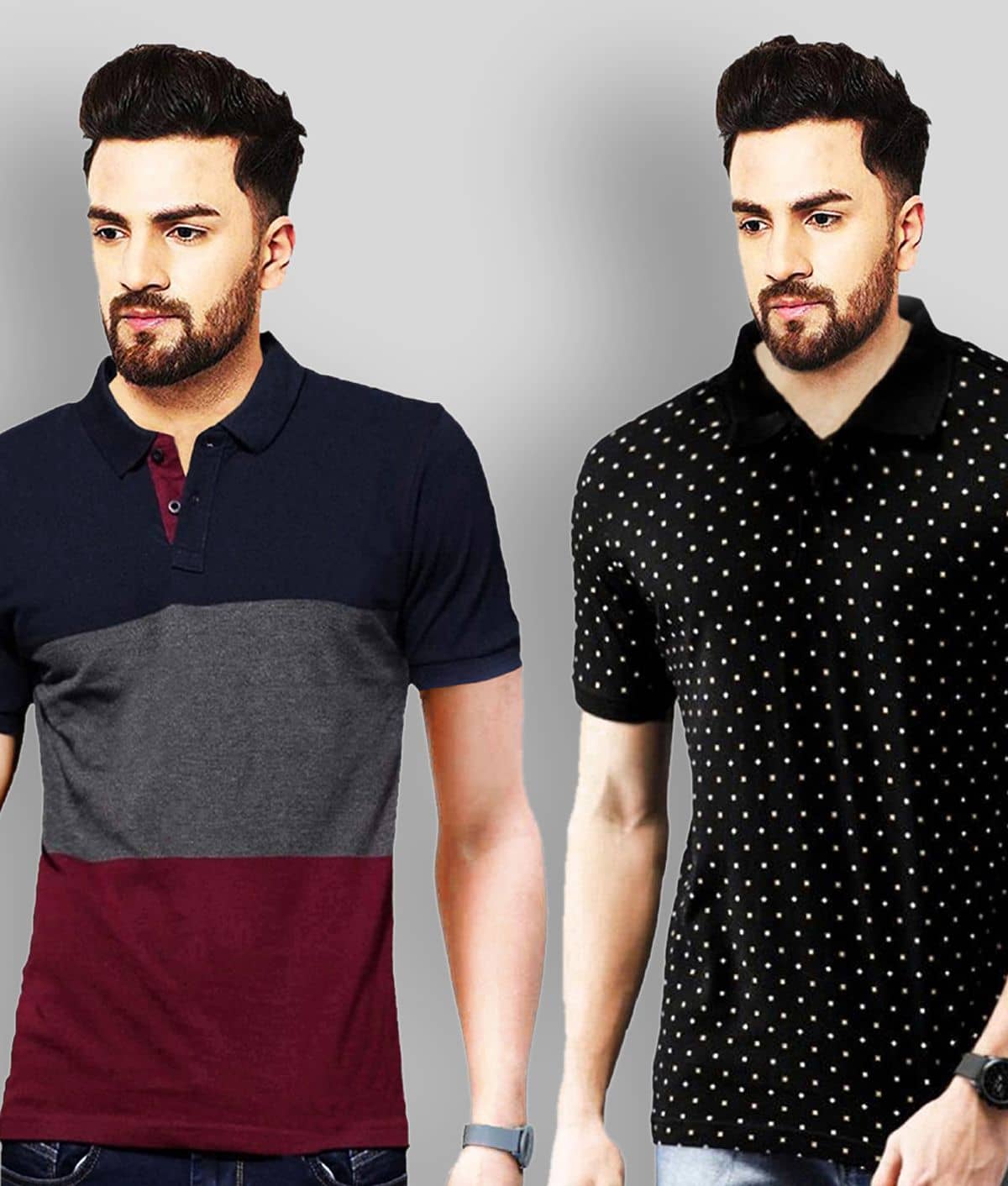 Leotude Pack of 2 Cotton Regular Fit Men's T-Shirt ( Multicolor )