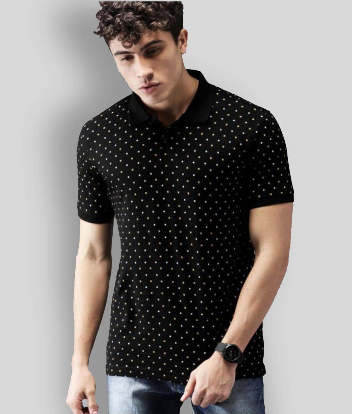 Leotude Pack of 1 Cotton Blend Regular Fit Men's T-Shirt ( Black )
