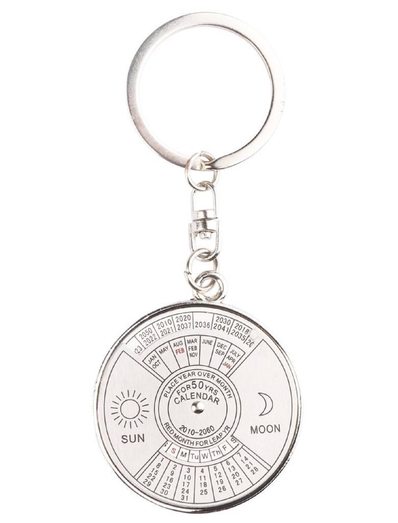     			RAVARIYA GRAPHICS Calendar Compass Metal Keychain for Car Bike Men Women Keyring (Silver)