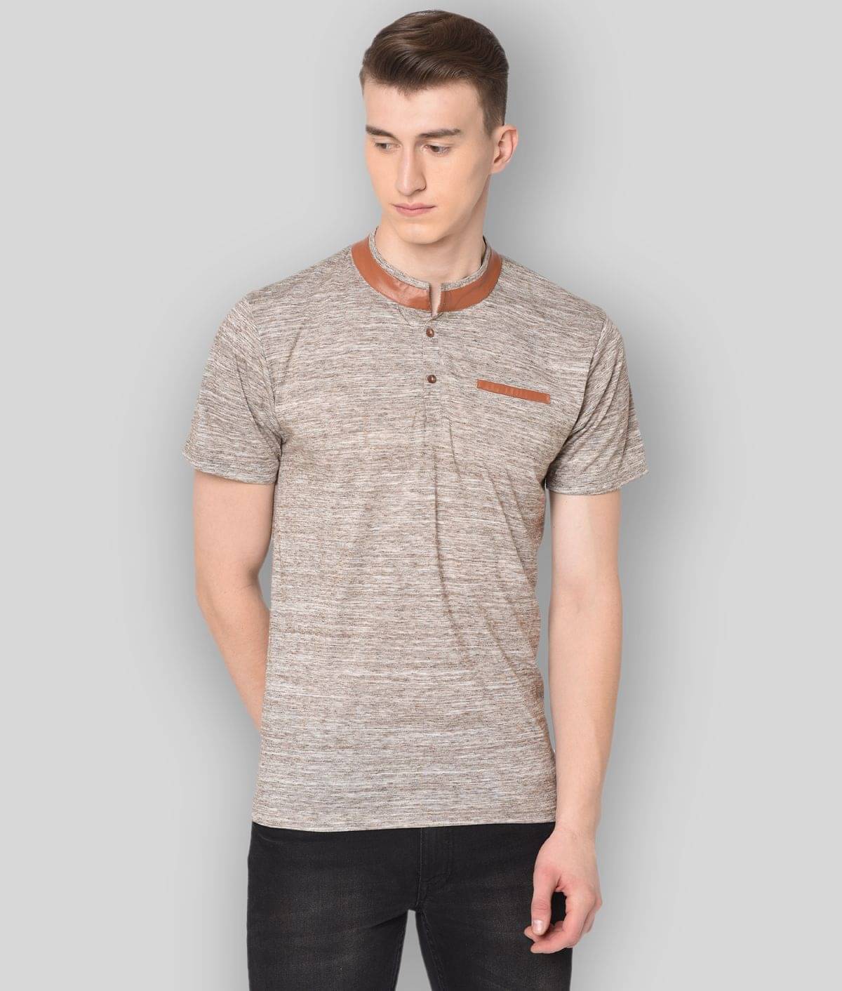     			Glito Pack of 1 Cotton Blend Regular Fit Men's T-Shirt ( Brown )