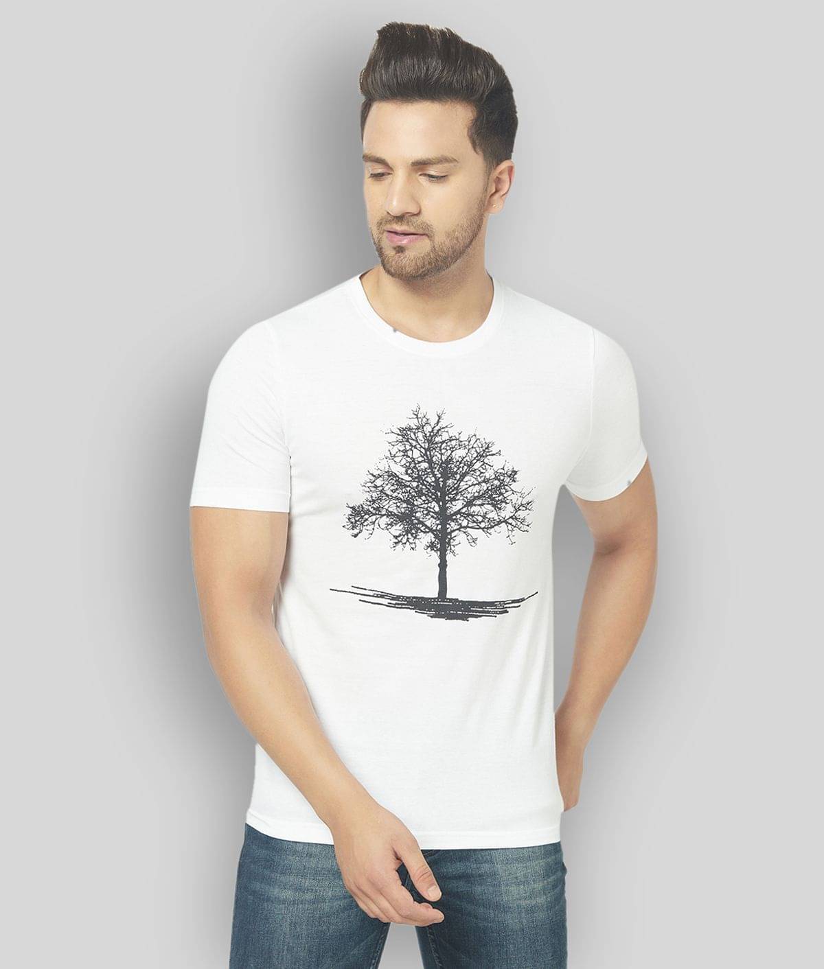 Glito Pack of 1 Cotton Blend Slim Fit Men's T-Shirt ( White ) Glito Pack of 1 Cotton Blend Slim Fit Men's T-Shirt ( White )