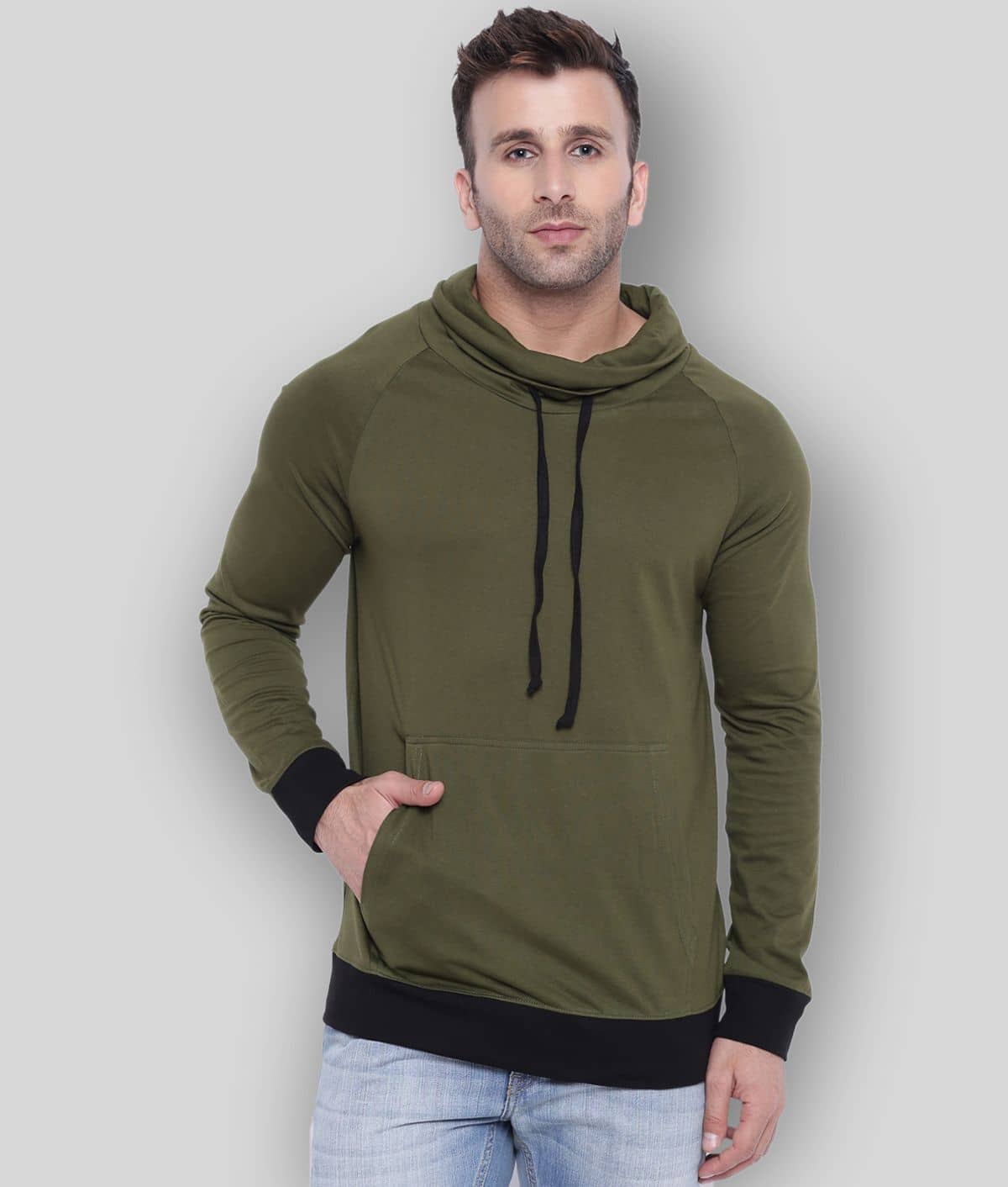 Gritstones Pack of 1 Cotton Blend Regular Fit Men's T-Shirt ( Olive )
