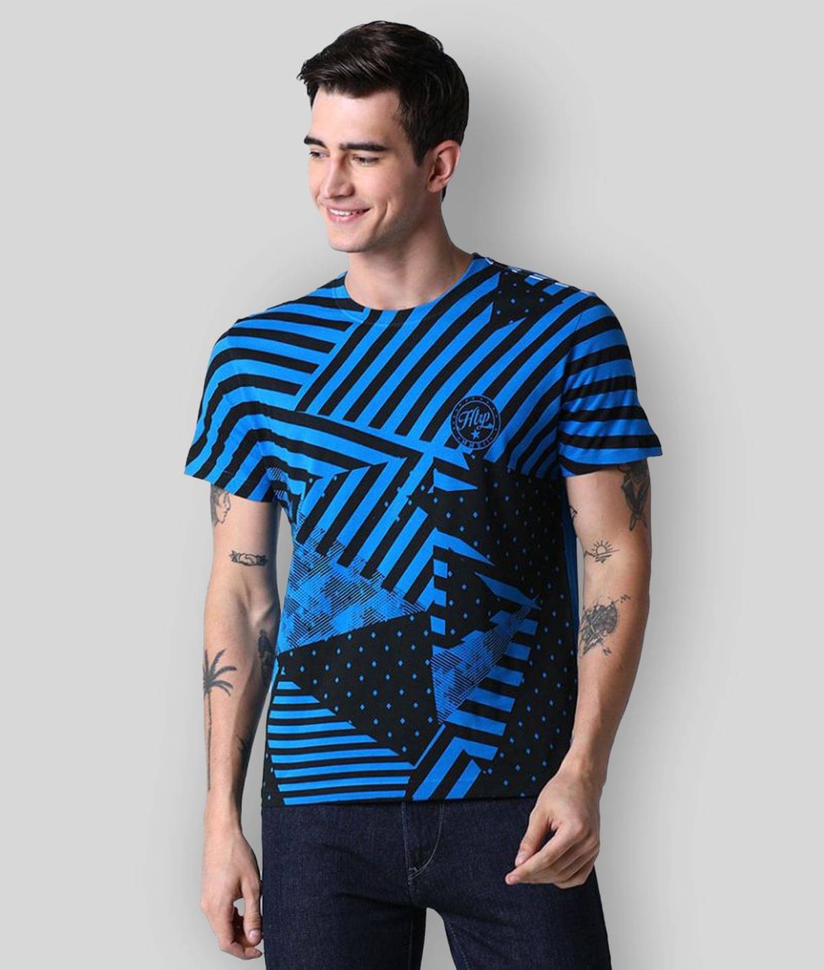     			Huetrap - Blue Cotton Regular Fit Men's T-Shirt ( Pack of 1 )
