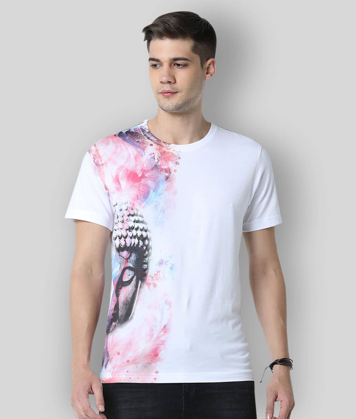 Huetrap Pack of 1 Cotton Regular Fit Men's T-Shirt ( White )