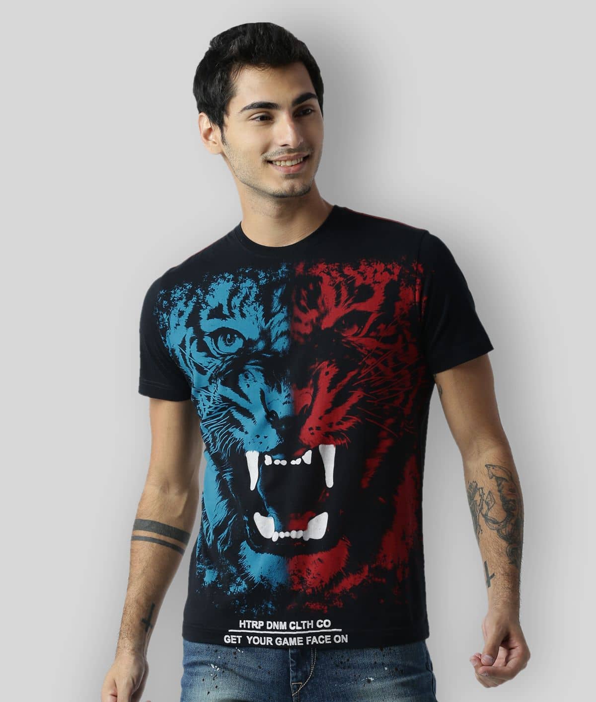 Huetrap Pack of 1 Cotton Regular Fit Men's T-Shirt ( Black )