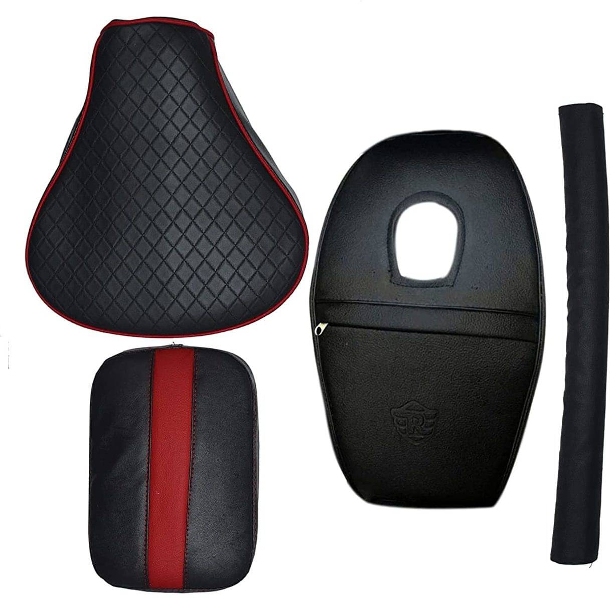 KOHLI BULLET ACCESSORIES Diamond Cut Design Seat Cover with Tank Cover + Back Rest Foam Combo Set for Royal Enfield Classic 350/500cc (Red with Black)     			KOHLI BULLET ACCESSORIES Diamond Cut Design Seat Cover with Tank Cover + Back Rest Foam Combo Set for Royal Enfield Classic 350/500cc (Red with Black)