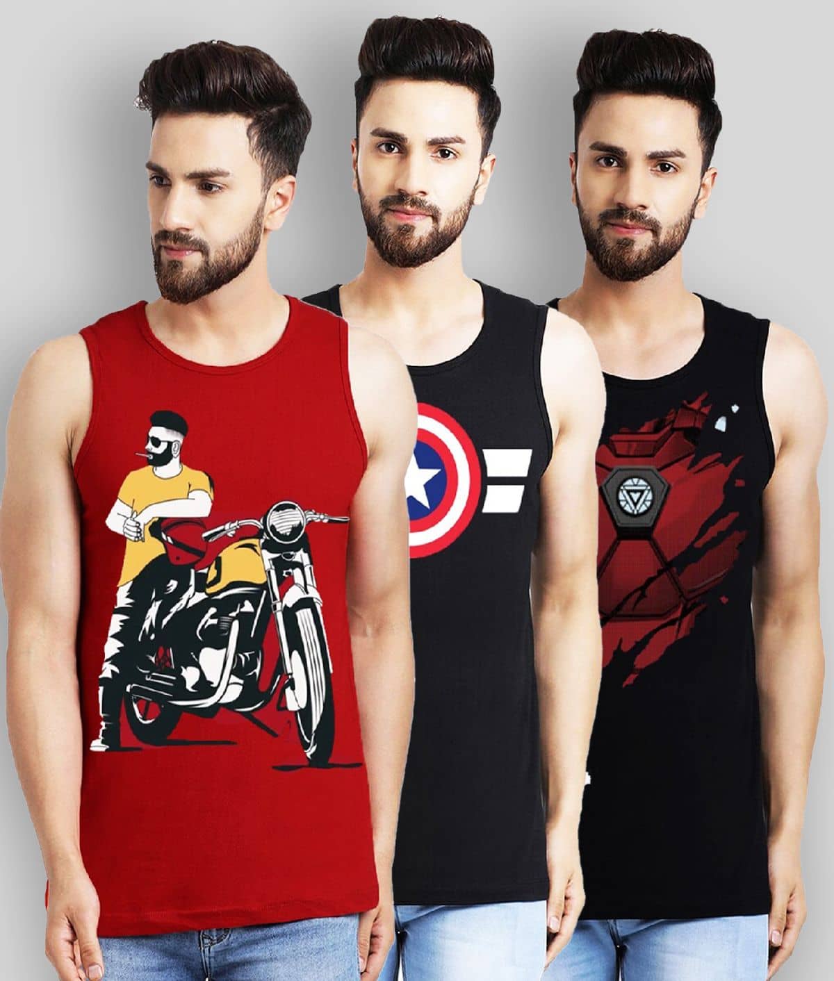 Leotude Pack of 3 Cotton Regular Fit Men's T-Shirt ( Multicolor )