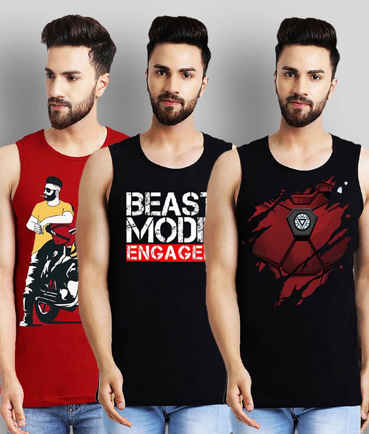 Leotude Pack of 3 Cotton Regular Fit Men's T-Shirt ( Multi )