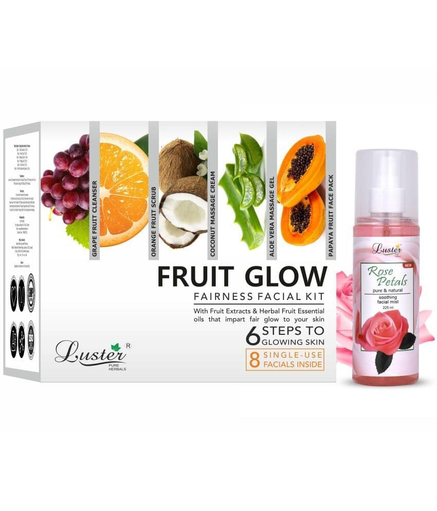 Luster Fruit Glow Fairness Facial Kit + Rose Petals Pure & Natural Rose Water Skin Freshener 545 mL Luster Fruit Glow Fairness Facial Kit + Rose Petals Pure & Natural Rose Water Skin Freshener 545 mL
