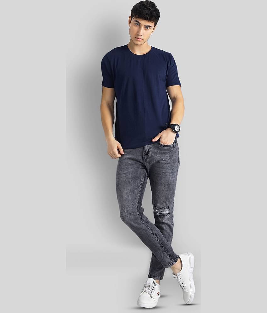 Paul Street Pack of 1 Cotton Blend Slim Fit Men's T-Shirt ( Navy Blue )