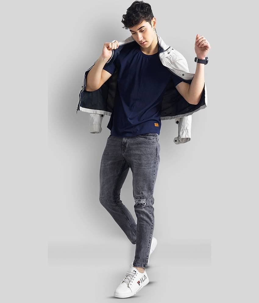 Paul Street Pack of 1 Cotton Blend Slim Fit Men's T-Shirt ( Navy Blue )
