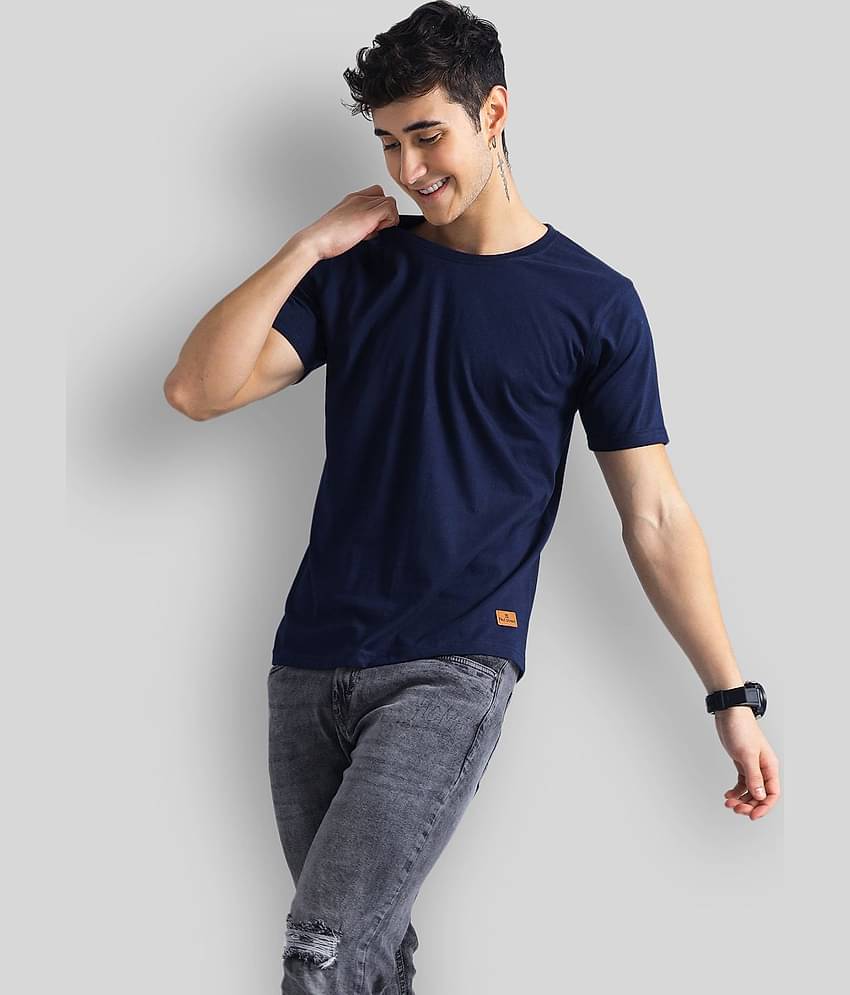 Paul Street Pack of 1 Cotton Blend Slim Fit Men's T-Shirt ( Navy Blue )