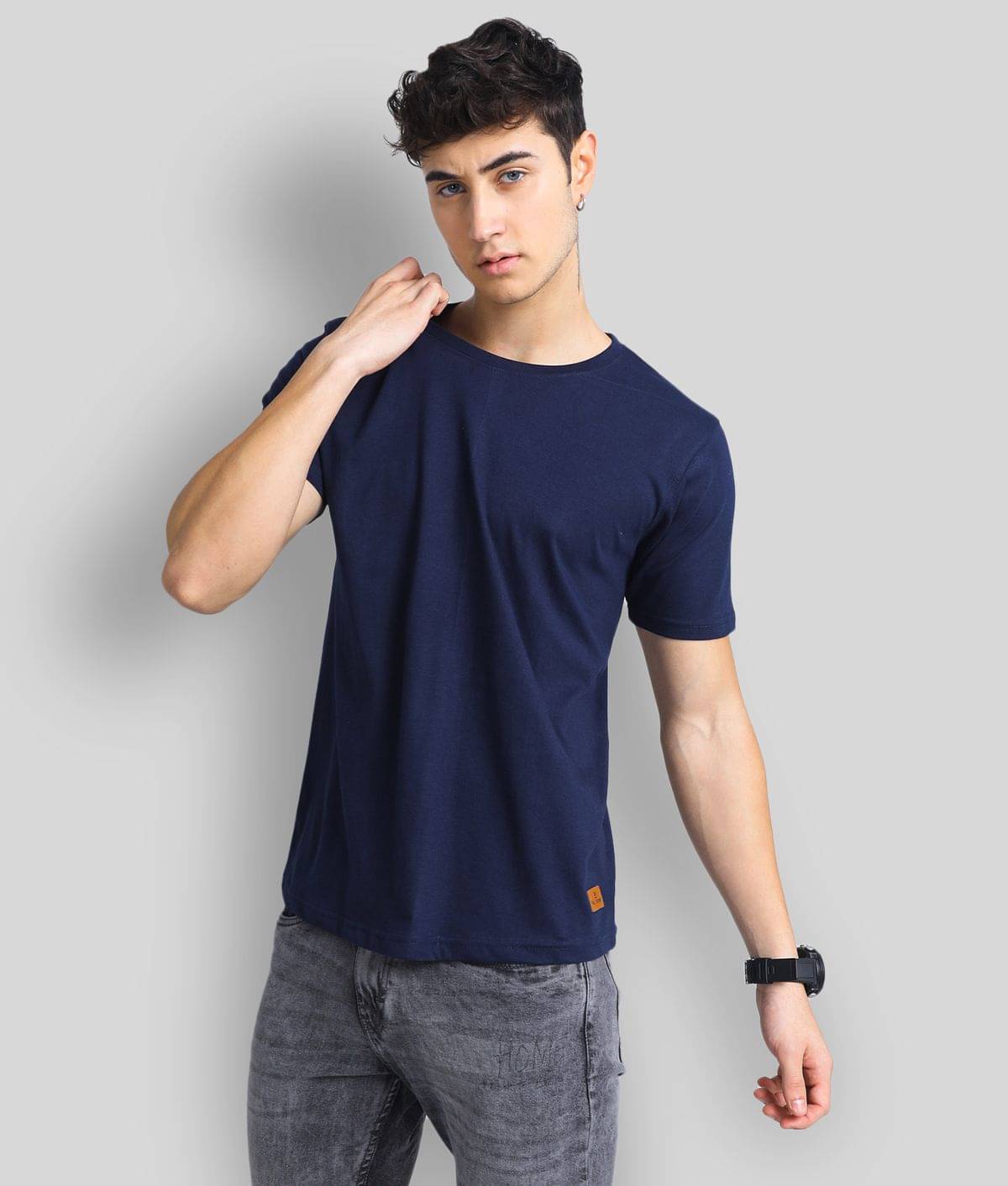 Paul Street Pack of 1 Cotton Blend Slim Fit Men's T-Shirt ( Navy Blue )     			Paul Street Pack of 1 Cotton Blend Slim Fit Men's T-Shirt ( Navy Blue )
