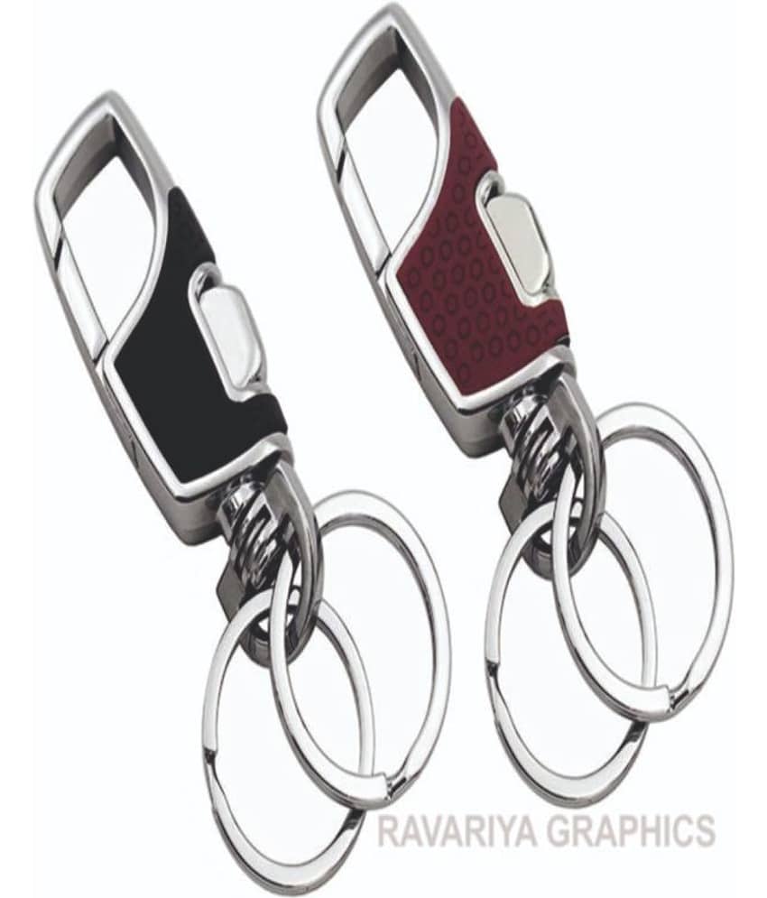 RAVARIYA GRAPHICS Hook Locking Double Rings Metal and Leather Keychain - Jewellery Sets | Buy online on ZillyBuy