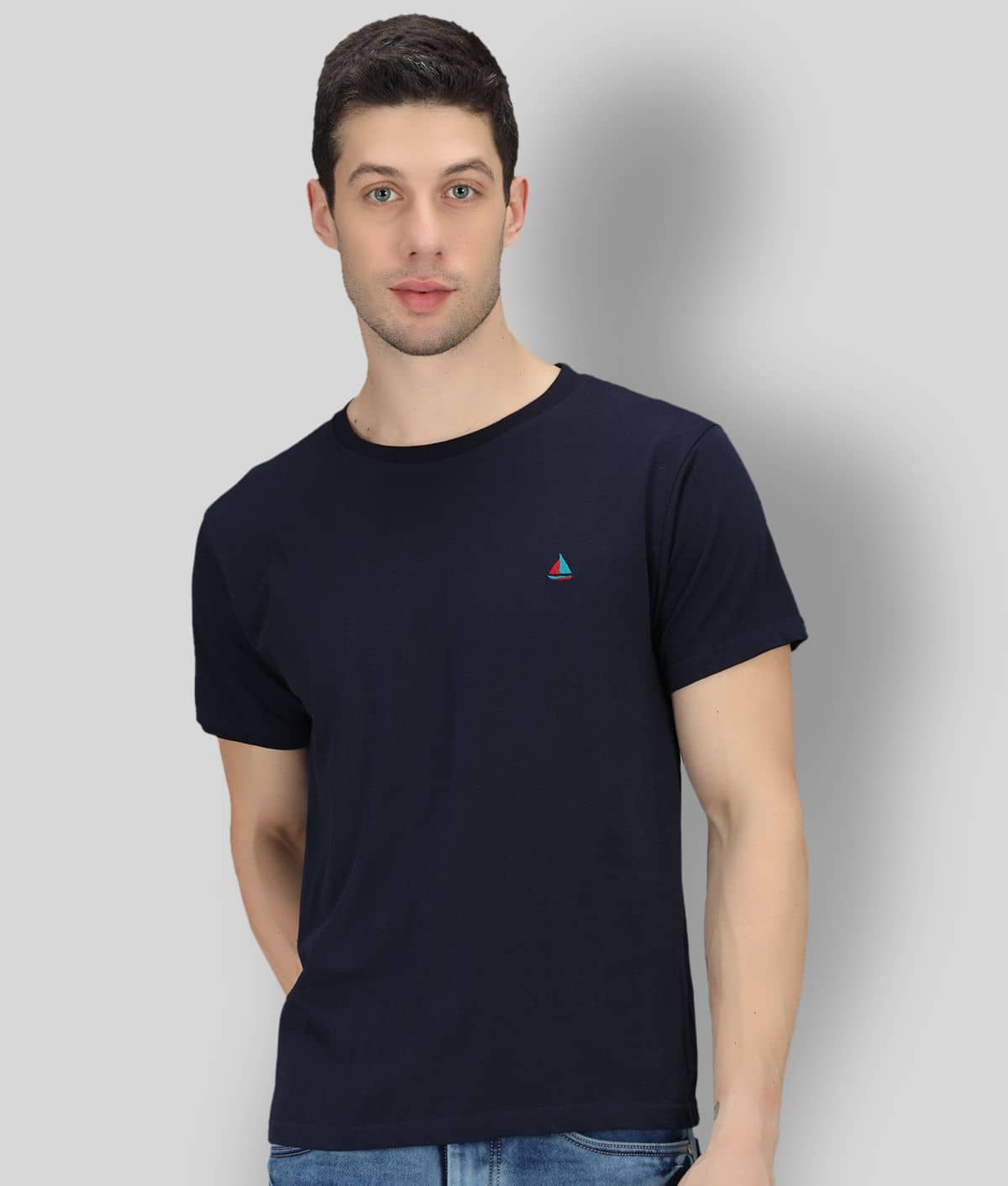 The Dry State - Navy Blue Cotton Regular Fit Men's T-Shirt ( Pack of 1 )