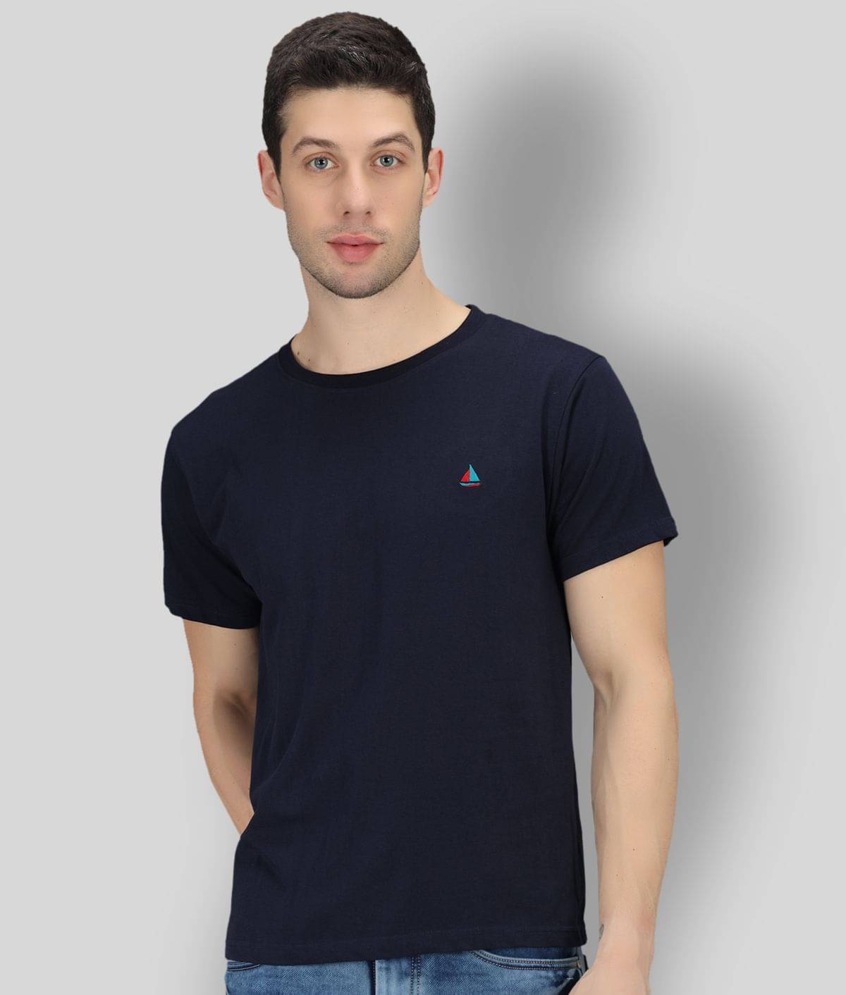     			The Dry State - Navy Blue Cotton Regular Fit Men's T-Shirt ( Pack of 1 )