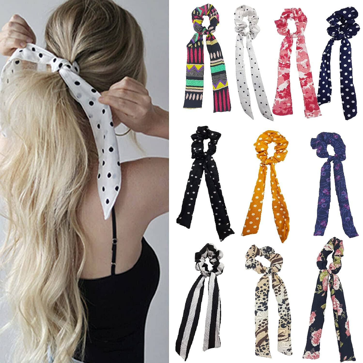VSAKSH Multi Color Hair Scarf Scrunchies/ Ponytail Holder for Women Girls (Pack Of 2)) - Jewellery Sets | Buy online on ZillyBuy
