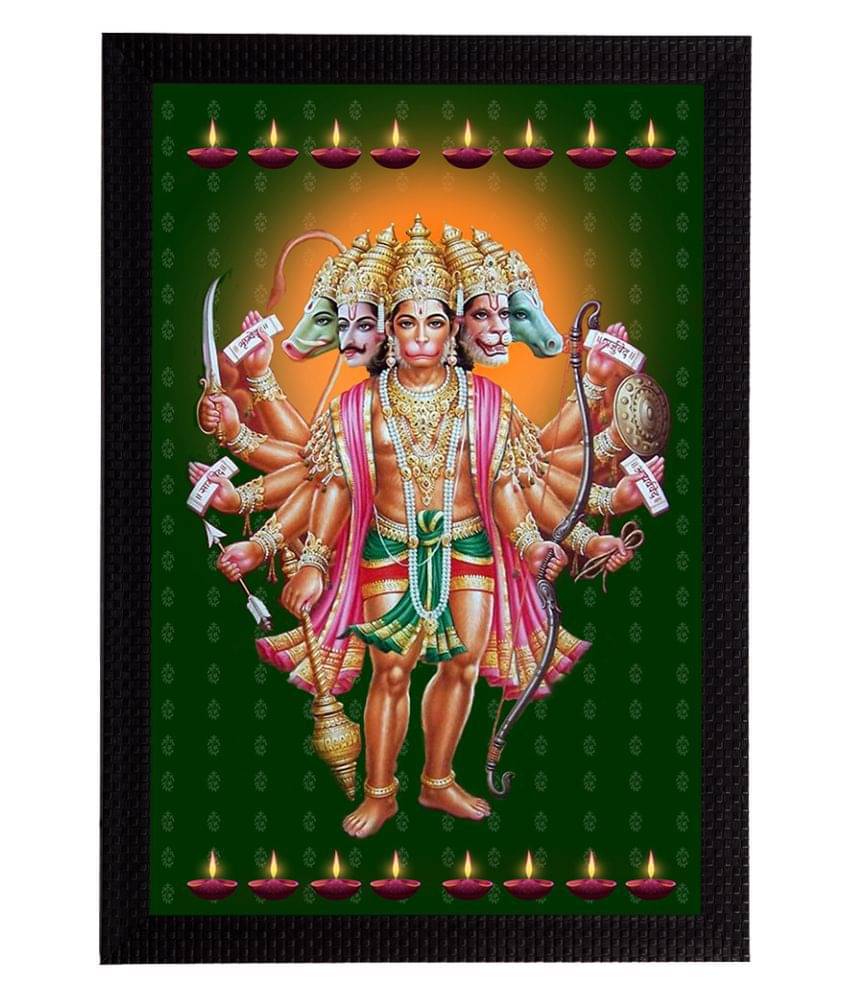 eCraftIndia Panch Mukhi Lord Hanuman Satin Matt Texture UV Art Painting eCraftIndia Panch Mukhi Lord Hanuman Satin Matt Texture UV Art Painting
