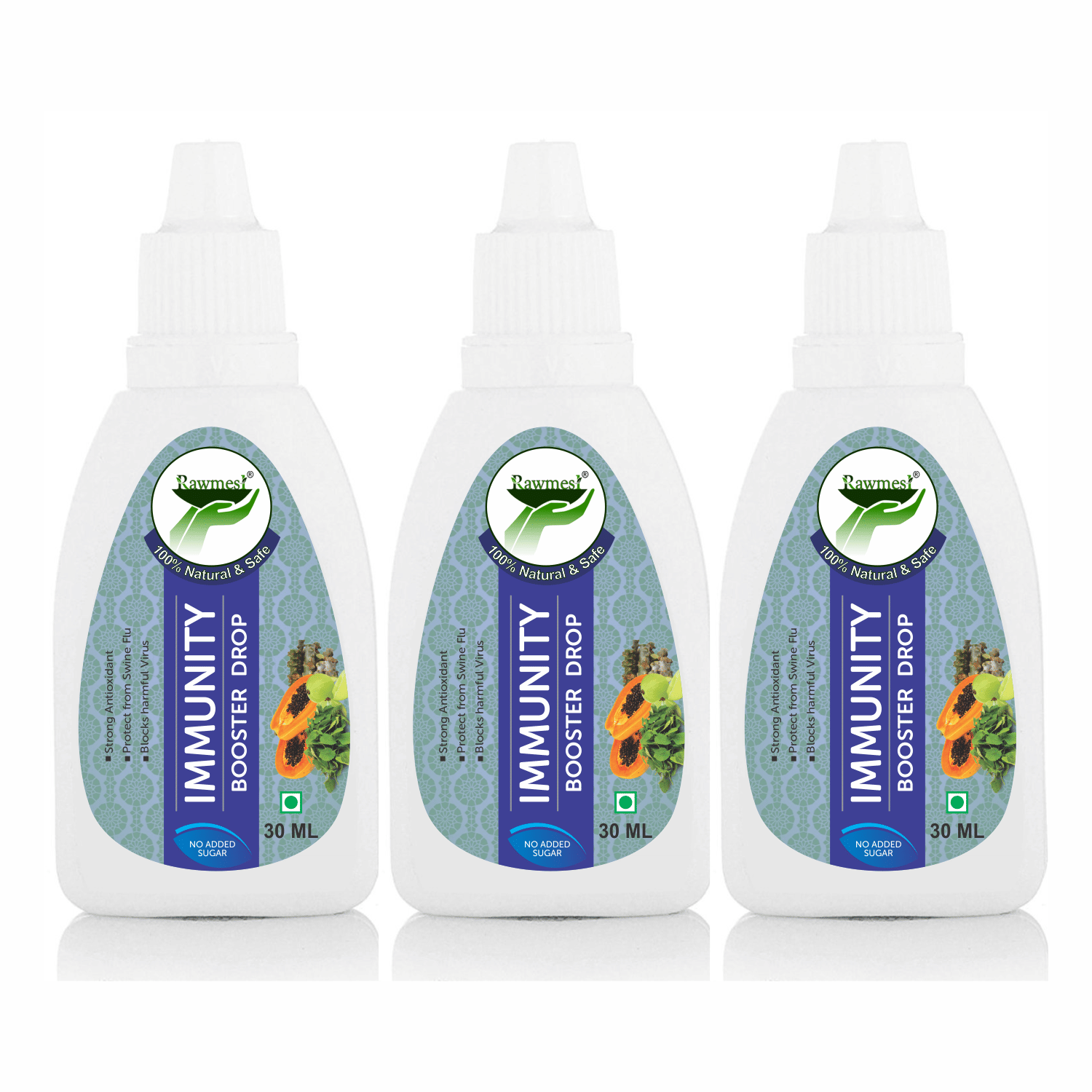 rawmest 100% Pure Organic Immunity Drop 90 ml Natural Multivitamins Syrup Pack of 3
