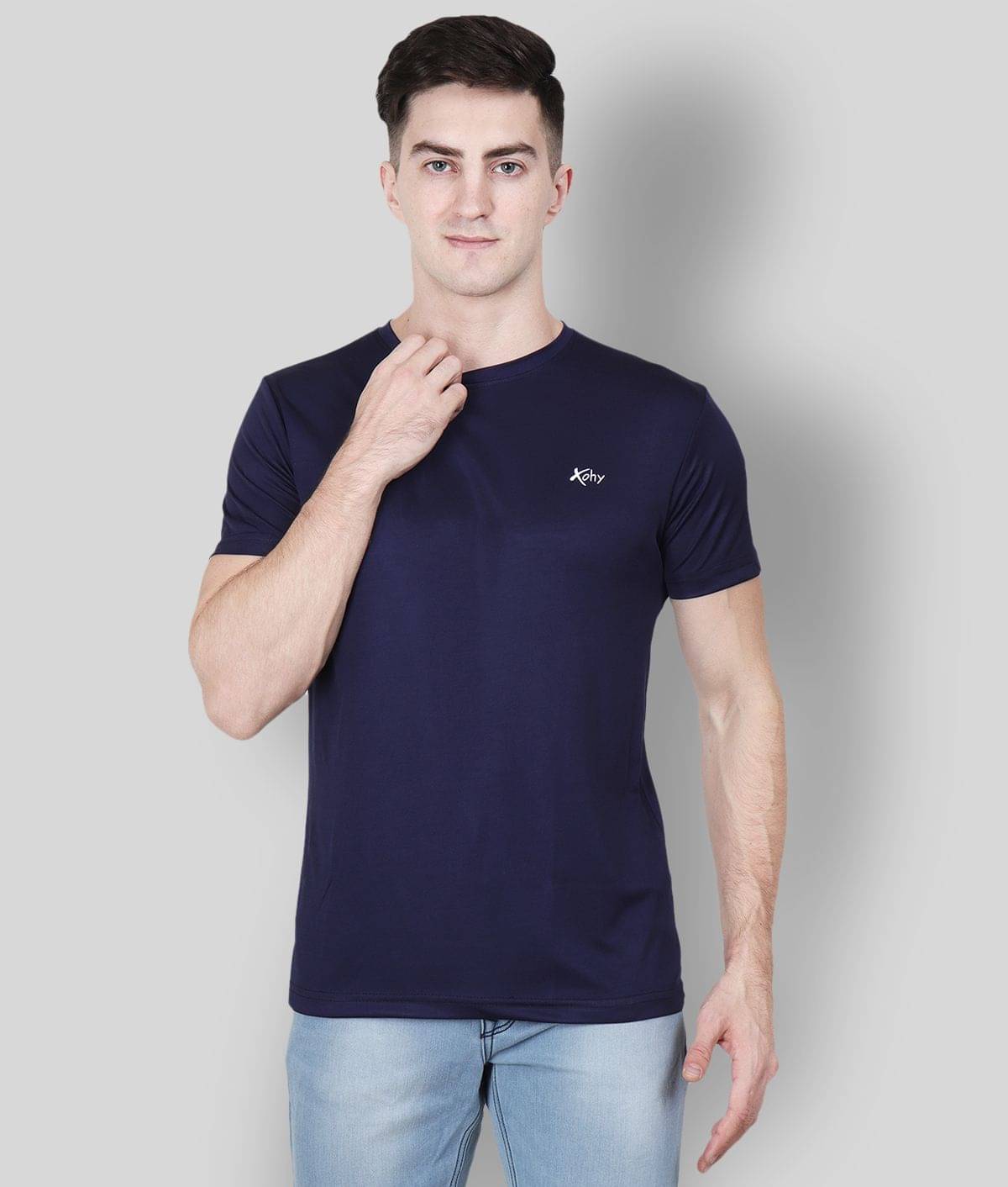     			xohy - Navy Blue Polyester Regular Fit Men's T-Shirt ( Pack of 1 )