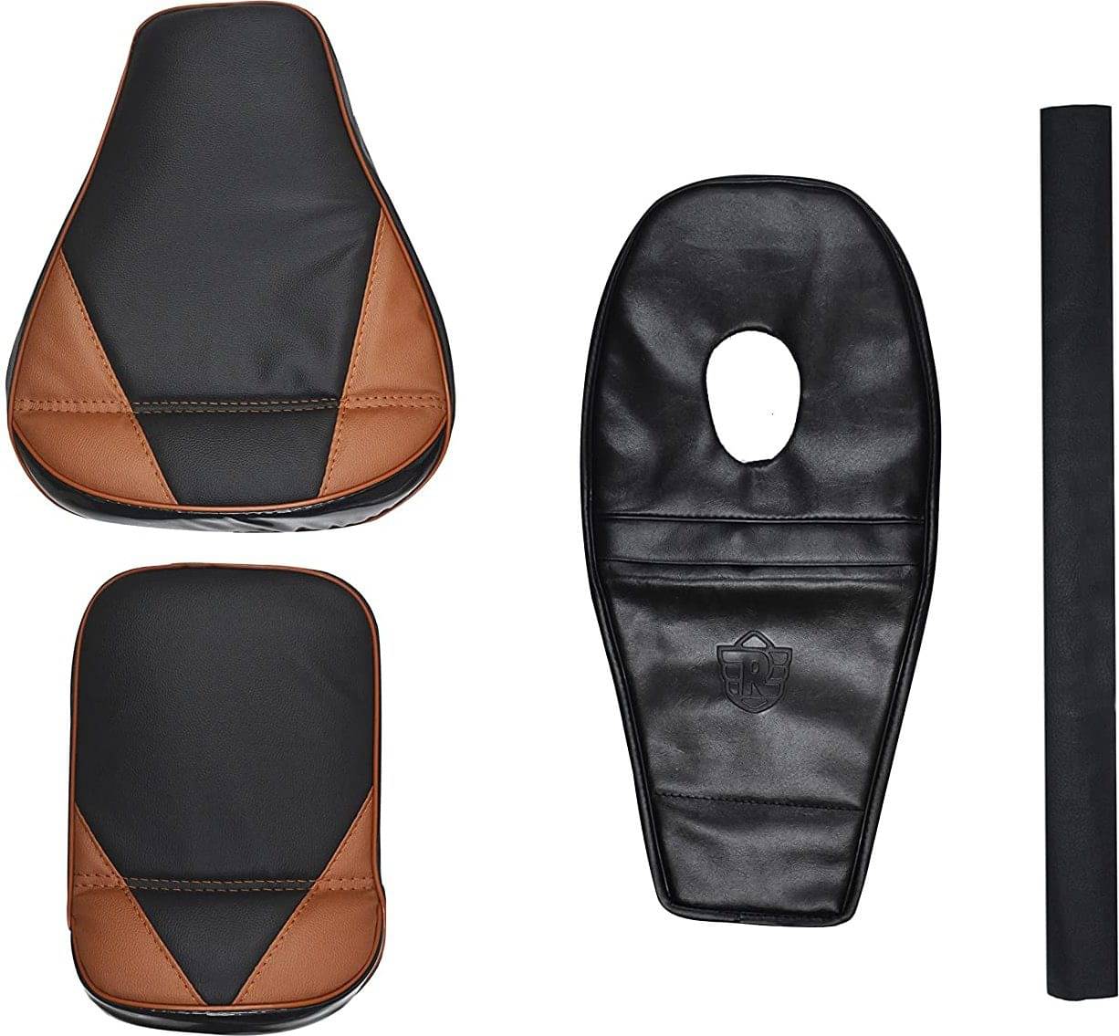 KOHLI BULLET ACCESSORIES Black & Tan Extra Comfort Seat Cover with Tank Cover +Back Rest Foam Combo Set for Royal Enfield Classic 350/500cc KOHLI BULLET ACCESSORIES Black & Tan Extra Comfort Seat Cover with Tank Cover +Back Rest Foam Combo Set for Royal Enfield Classic 350/500cc