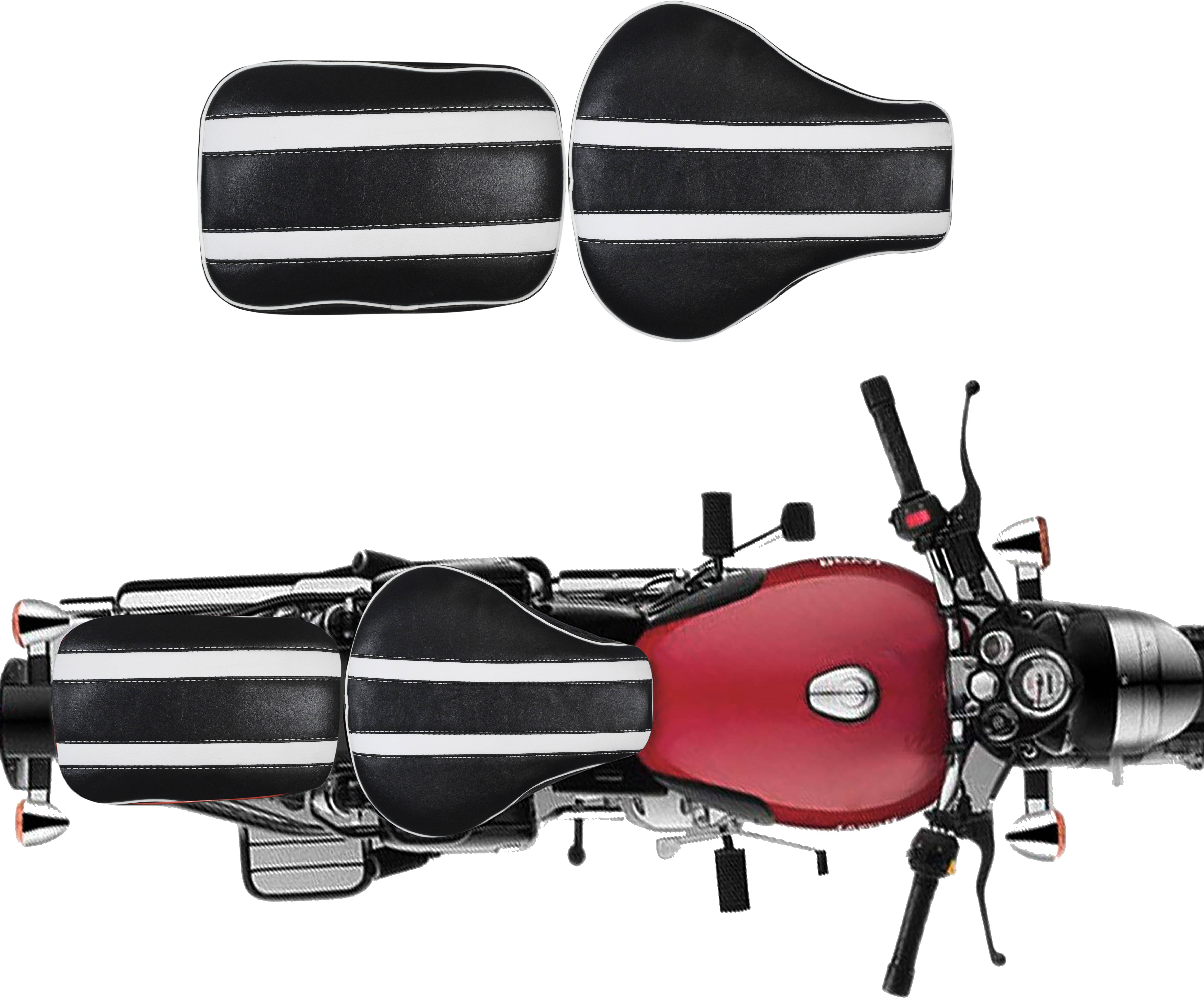KOHLI BULLET ACCESSORIES Black with White Seat Cover for Royal Enfield KOHLI BULLET ACCESSORIES Black with White Seat Cover for Royal Enfield