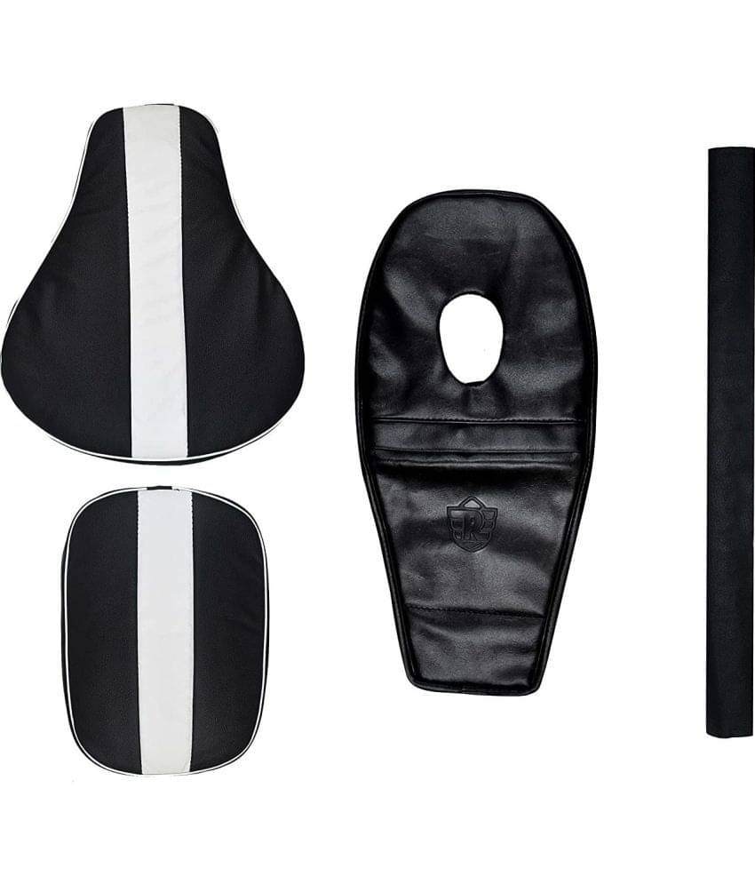     			KOHLI BULLET ACCESSORIES Bullet Stylish Comfort Black with White Lining Seat Cover with Tank Cover +Back Rest Foam Combo Set for Enfield Classic 350/500cc