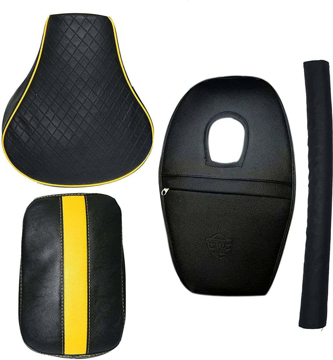 KOHLI BULLET ACCESSORIES Diamond Cut Design Seat Cover with Tank Cover + Back Rest Foam Combo Set for Royal Enfield Classic 350/500cc (Yellow with Black) KOHLI BULLET ACCESSORIES Diamond Cut Design Seat Cover with Tank Cover + Back Rest Foam Combo Set for Royal Enfield Classic 350/500cc (Yellow with Black)