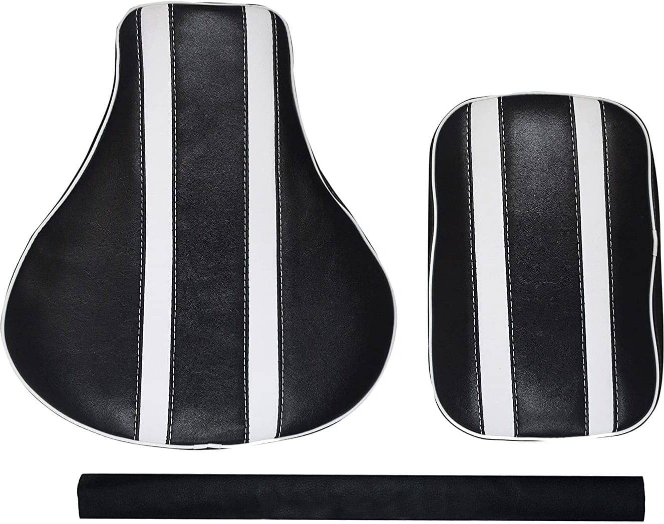     			KOHLI BULLET ACCESSORIES Pure Bullet Stylish Dubble White Lining Black Seat Cover with Back Rest Foam Combo Set for Royal Enfield Classic 350/500cc