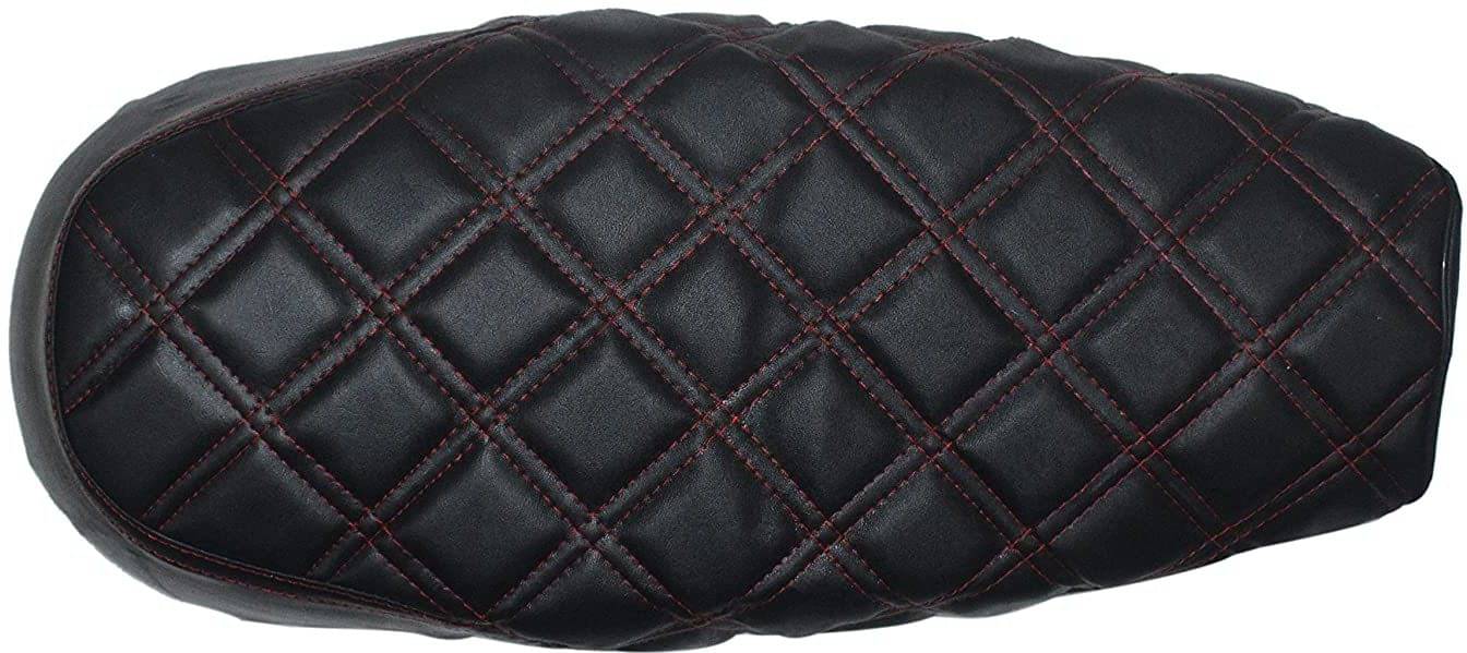KOHLI BULLET ACCESSORIES Stylish Black with Red Thread Diamond Cut Design Seat Cover for Royal Enfield Interceptor 650     			KOHLI BULLET ACCESSORIES Stylish Black with Red Thread Diamond Cut Design Seat Cover for Royal Enfield Interceptor 650