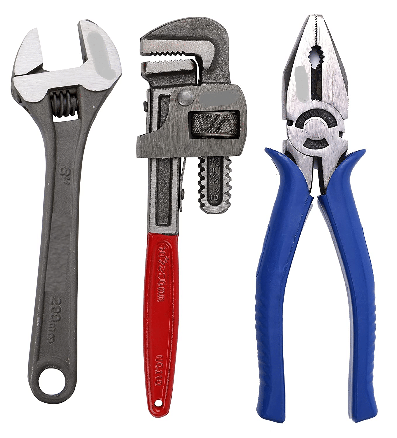     			Padmakshi Combo Pack of 3 Tool Kits Set for Home (Contains 8 Inch Adjustable Spanner, 8 Inch Combination Plier, 10 Inch Pipe Wrench)