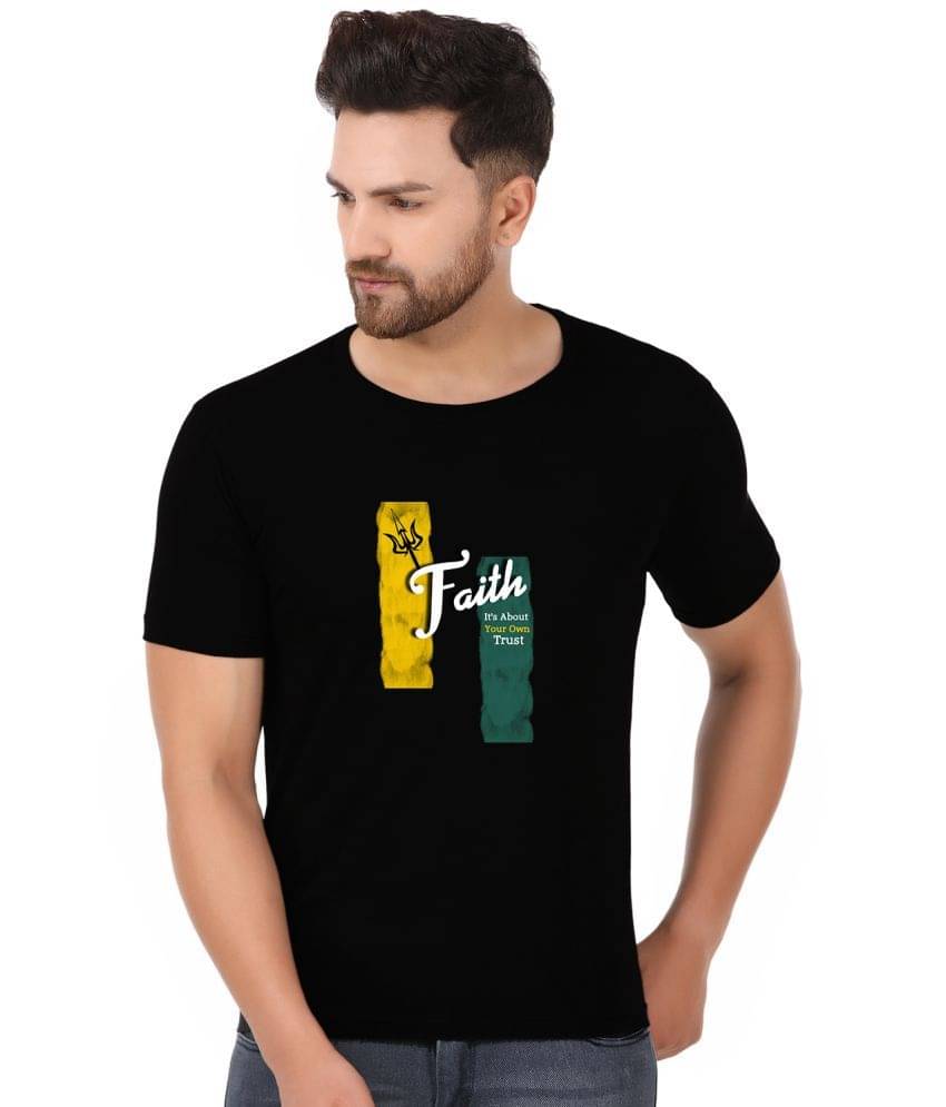 Prabhu Bhakti 100 Percent Cotton Regular Fit Printed Round Half Sleeves Black Men T-Shirt     			Prabhu Bhakti 100 Percent Cotton Regular Fit Printed Round Half Sleeves Black Men T-Shirt