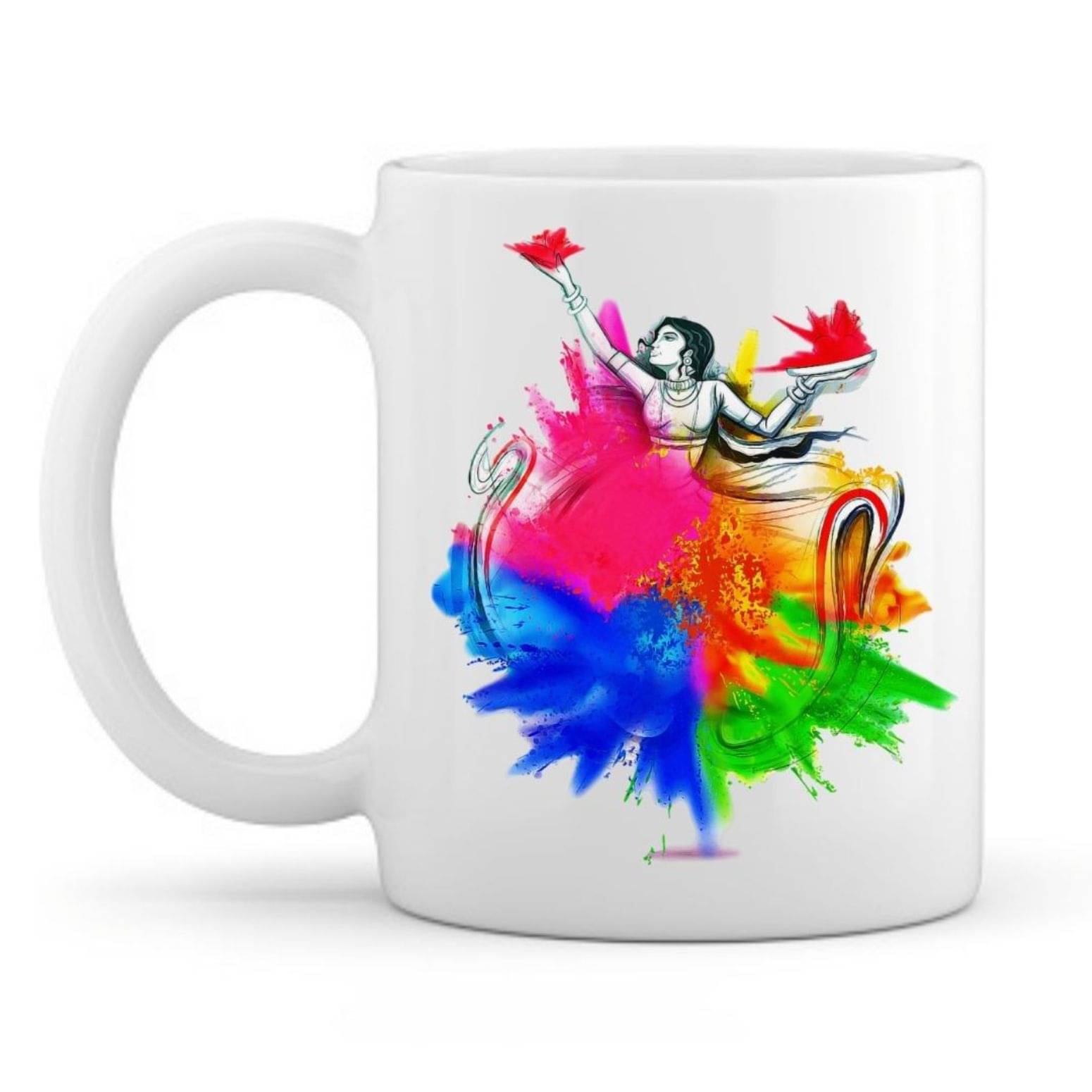 thriftkart Ceramic holi colour printed Gifting Mugs - Pack of 1 thriftkart Ceramic holi colour printed Gifting Mugs - Pack of 1
