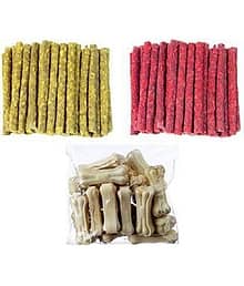 BLACKNOSE Dog 250gm Chicken Munchy Stick + 250g Mutton Munchy Stick + 2 Bones of 8 Inch Combo Pack