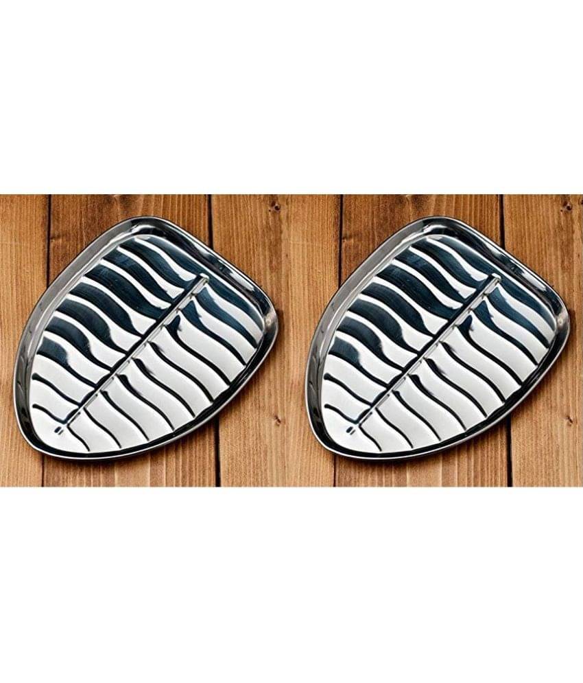    			Dynore 2 Pcs Stainless Steel Silver Tray