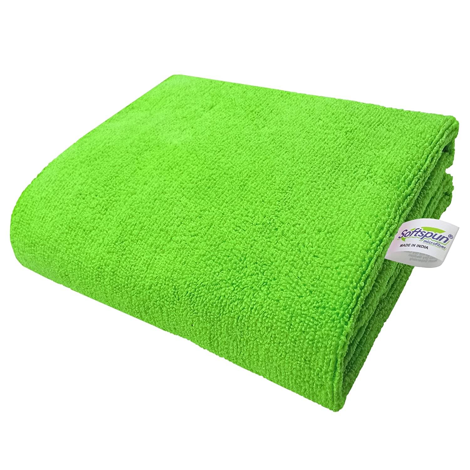     			SOFTSPUN Single Microfibre Bath + Hand + Face Towel Set Green