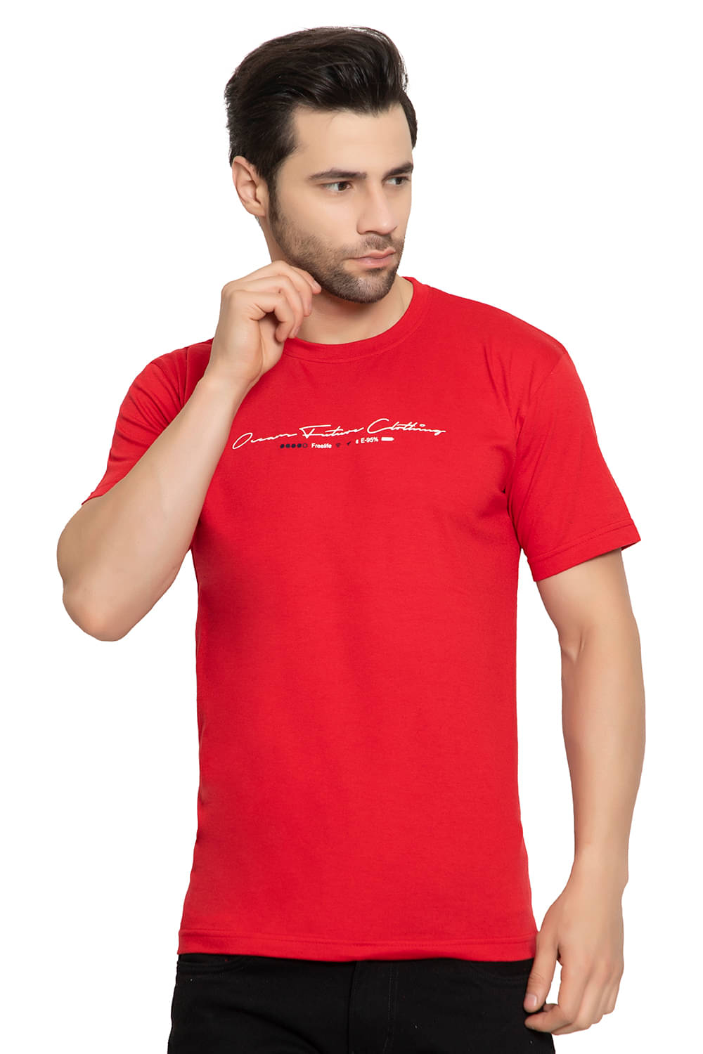     			Zeffit Cotton Blend Regular Fit Printed Half Sleeves Red Men's T-Shirt