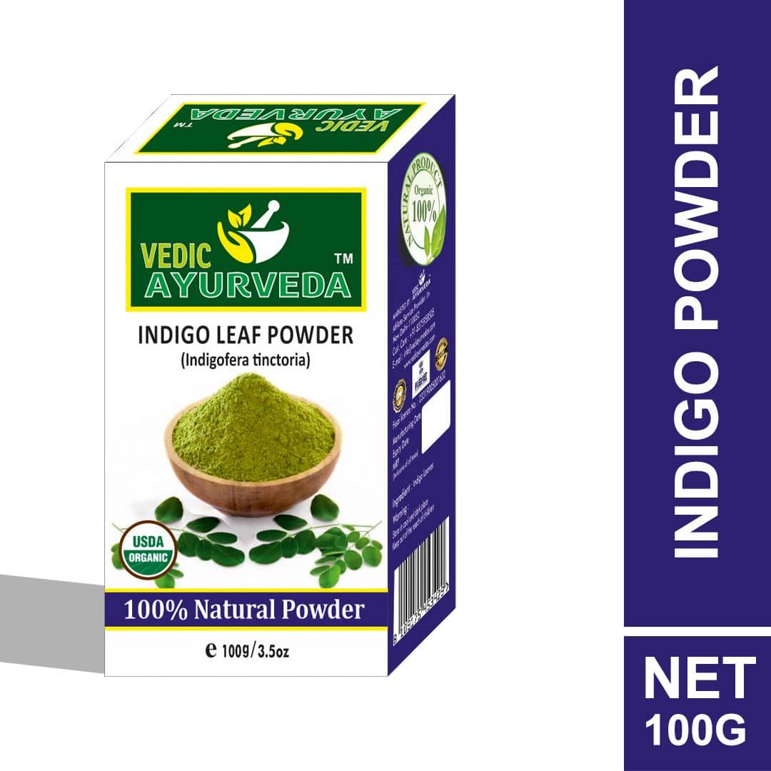 VEDICAYURVEDA 100% Natural Indigo Leaf Powder for Hair Natural Henna 100 gm