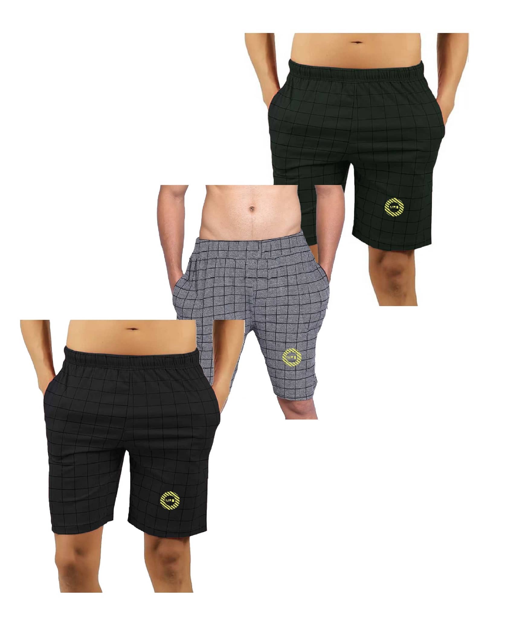 MRB Cotton Lycra Printed Multicolor Men's Shorts Pack of 3 - Shorts | Buy online on ZillyBuy