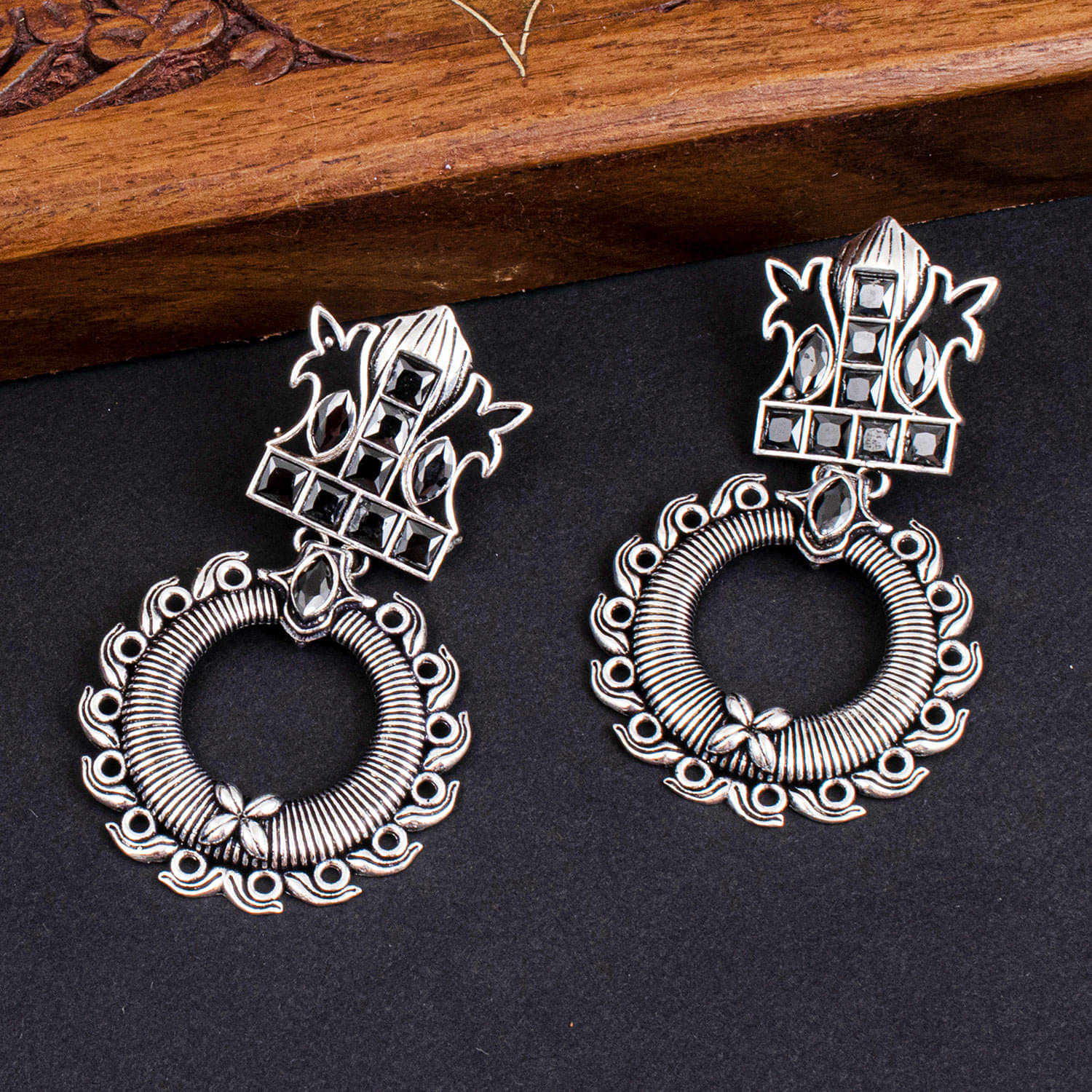     			Sukkhi Enchanting Antique Oxidised Earring For Women