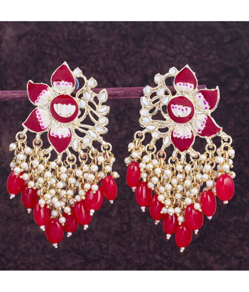     			Sukkhi Pretty Lotus Floral Gold Plated Earring For Women