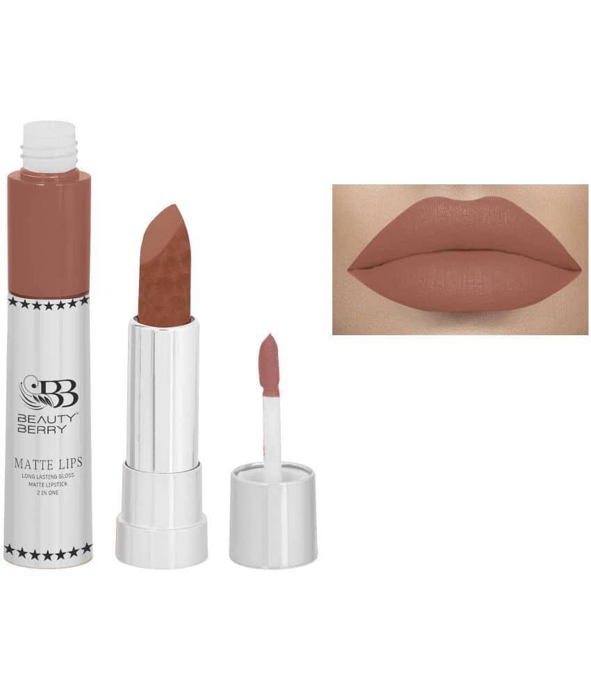 Beauty Berry 2in1 Matte Lips Longlasting Matte Gloss Lipstick Nude (Shade - 09)