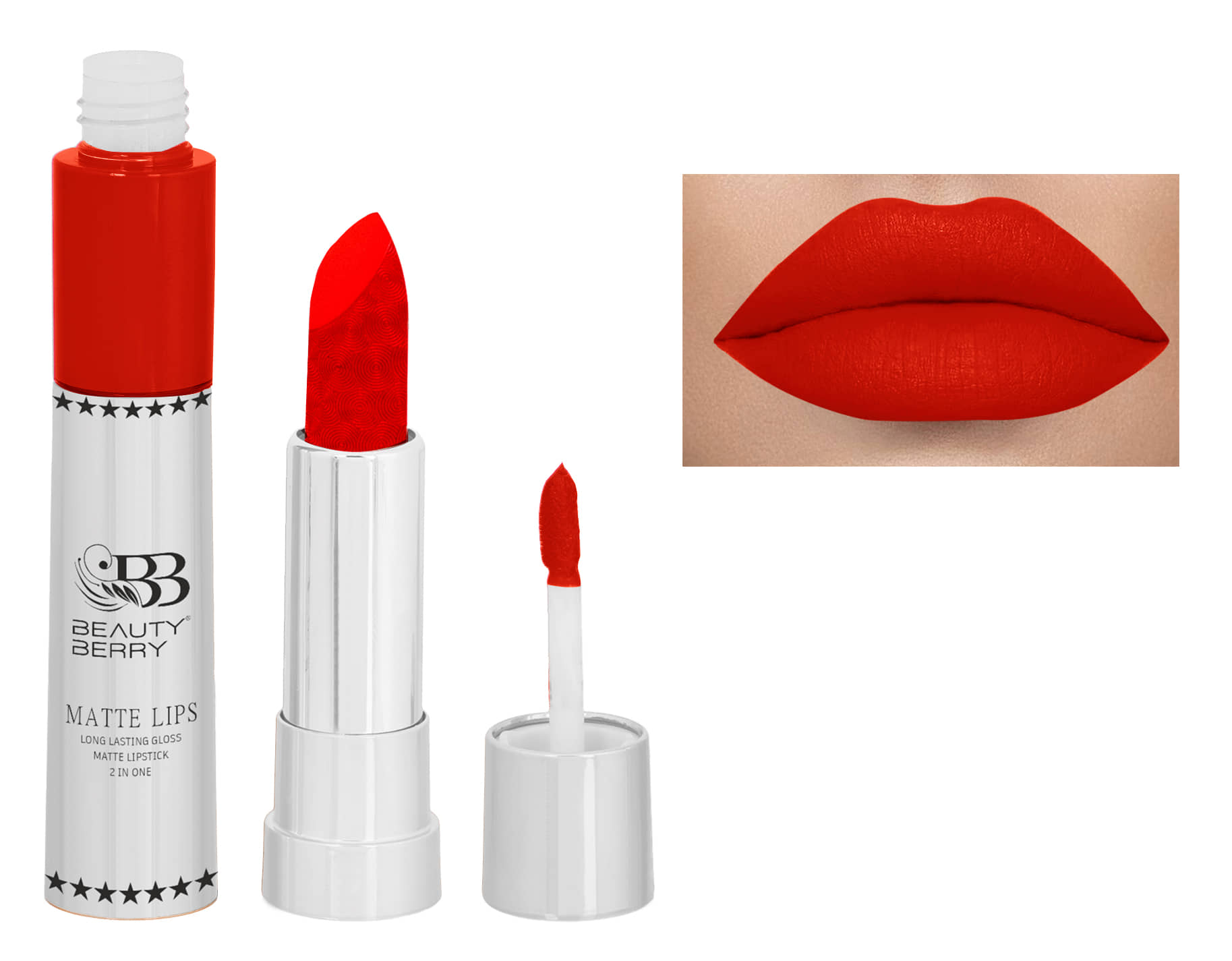 Beauty Berry 2in1 Matte Lips Longlasting Matte Gloss Lipstick Karina (Shade - 06)