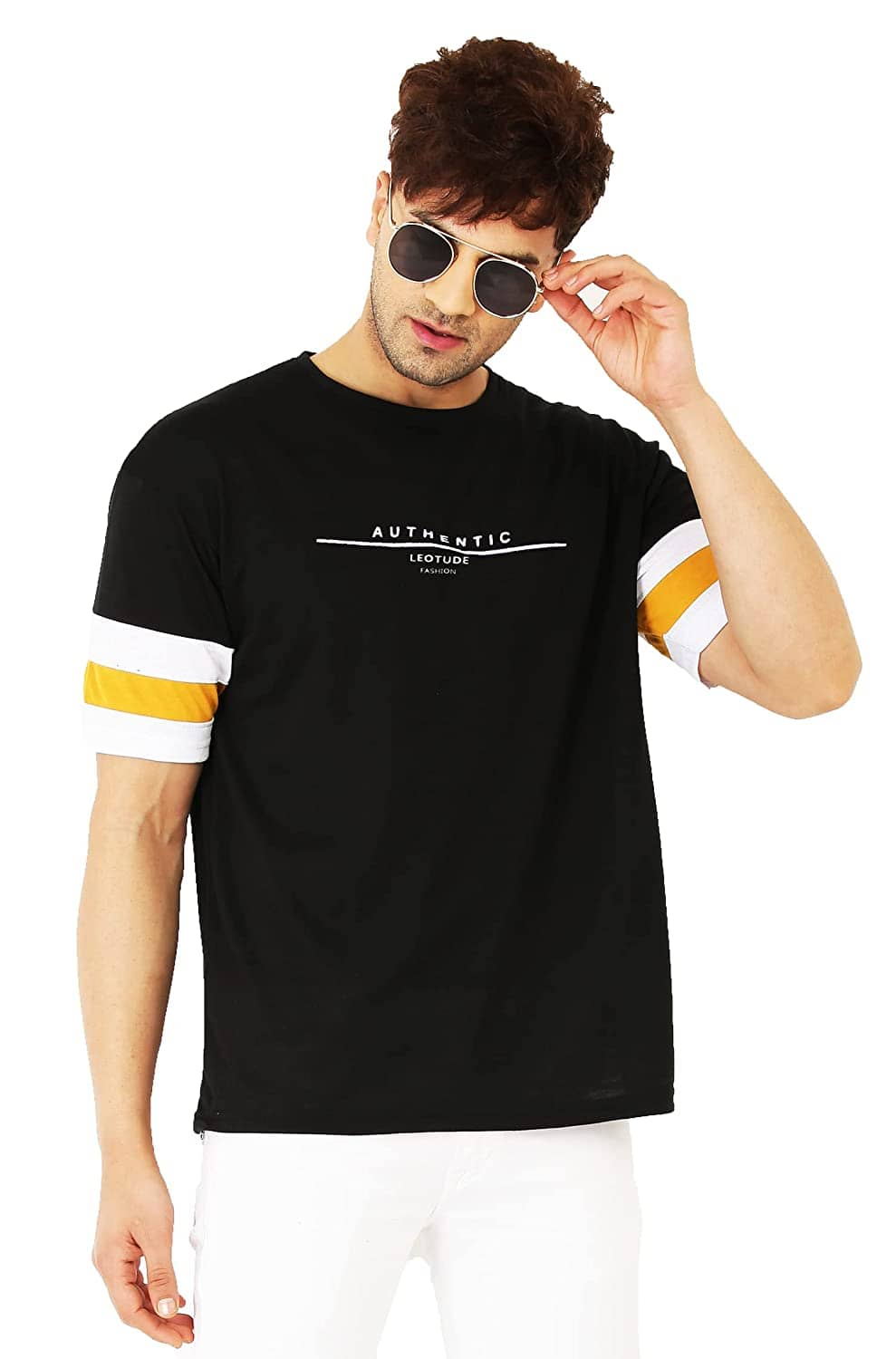 Leotude Pack of 1 Cotton Blend Regular Fit Men's T-Shirt ( Black )