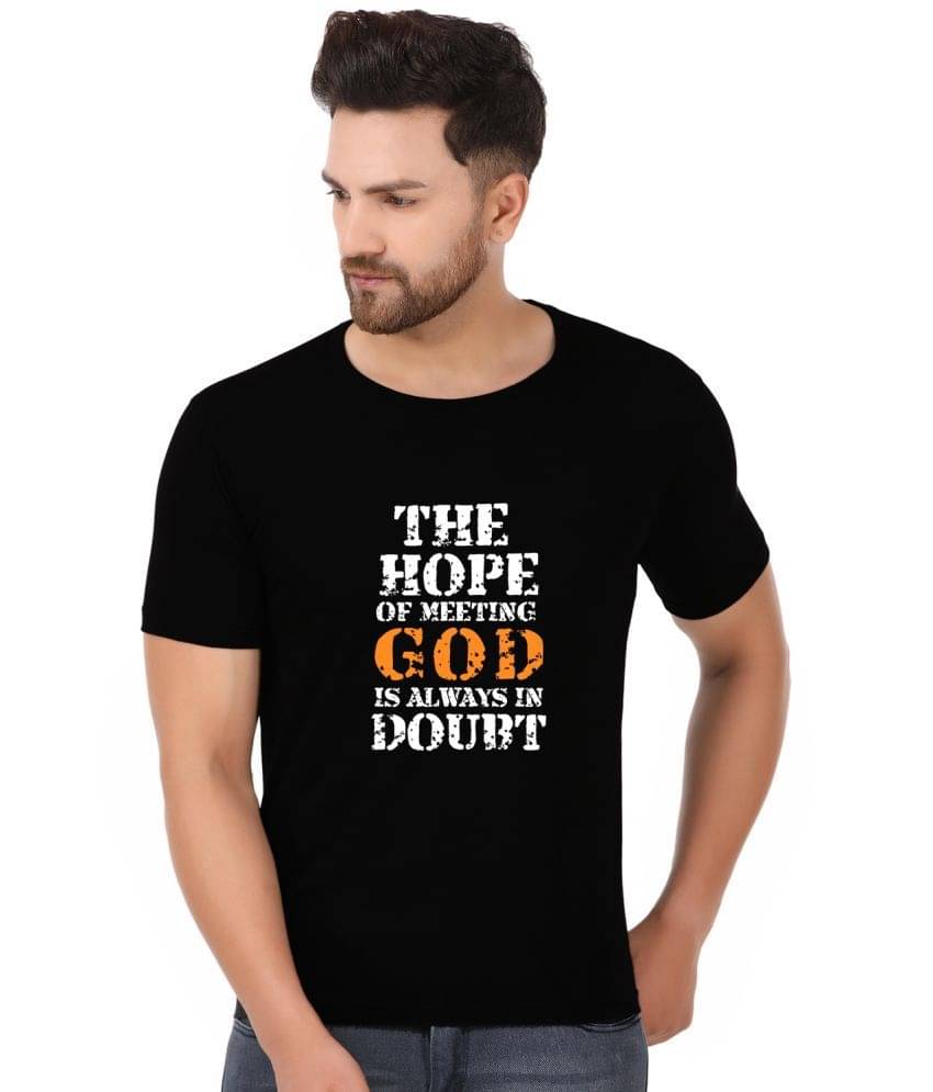 Prabhu Bhakti Cotton Blend Regular Fit Printed Round Black Men T-Shirt Prabhu Bhakti Cotton Blend Regular Fit Printed Round Black Men T-Shirt
