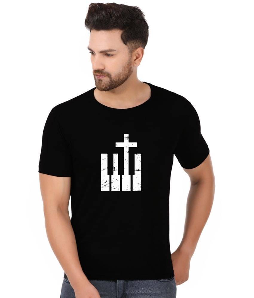Prabhu Bhakti Cotton Blend Regular Fit Printed Round Black Men T-Shirt Prabhu Bhakti Cotton Blend Regular Fit Printed Round Black Men T-Shirt