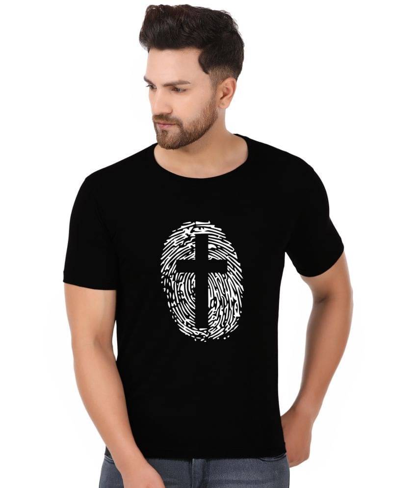     			Prabhu Bhakti Cotton Blend Regular Fit Printed Round Black Men T-Shirt