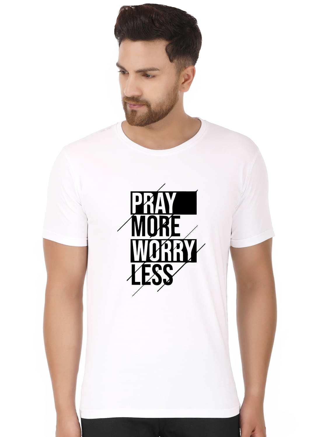     			Prabhu Bhakti Cotton Blend Regular Fit Printed Round White Men T-Shirt