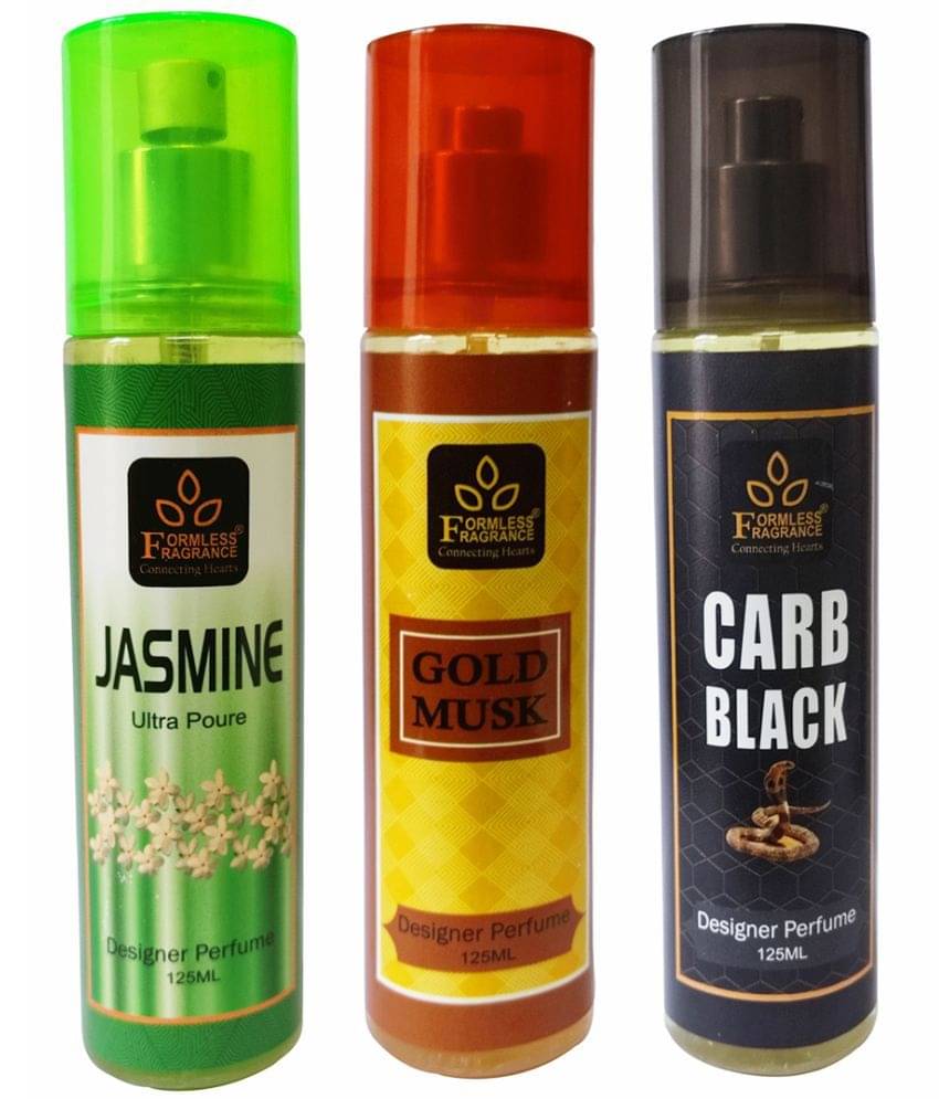     			Set of 3 Formless Jasmine,Goldmusk,Carb Black 125ml Spray perfumes